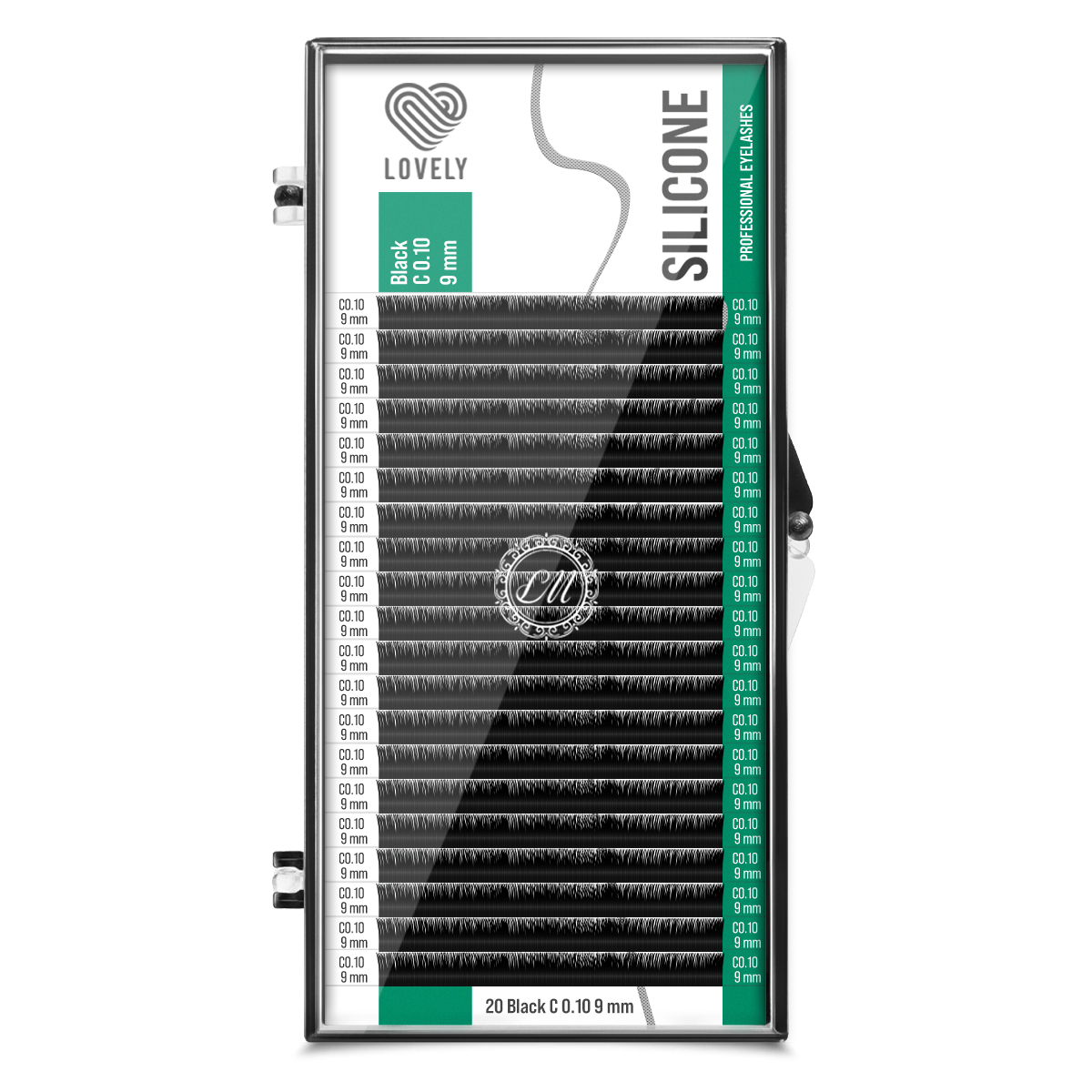 Ресницы Lovely C 0.10 9 мм, черные 20 линий