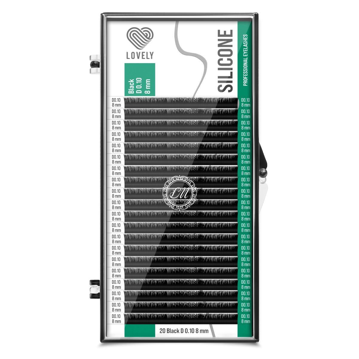 Ресницы Lovely D 0.10 8 мм, черные 20 линий