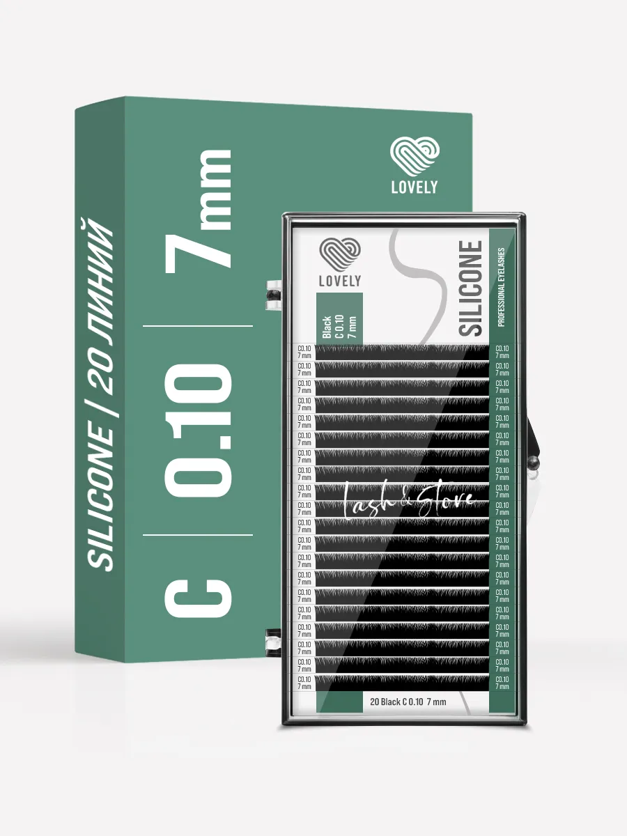 Ресницы Lovely C 0.10 7 мм, черные 20 линий
